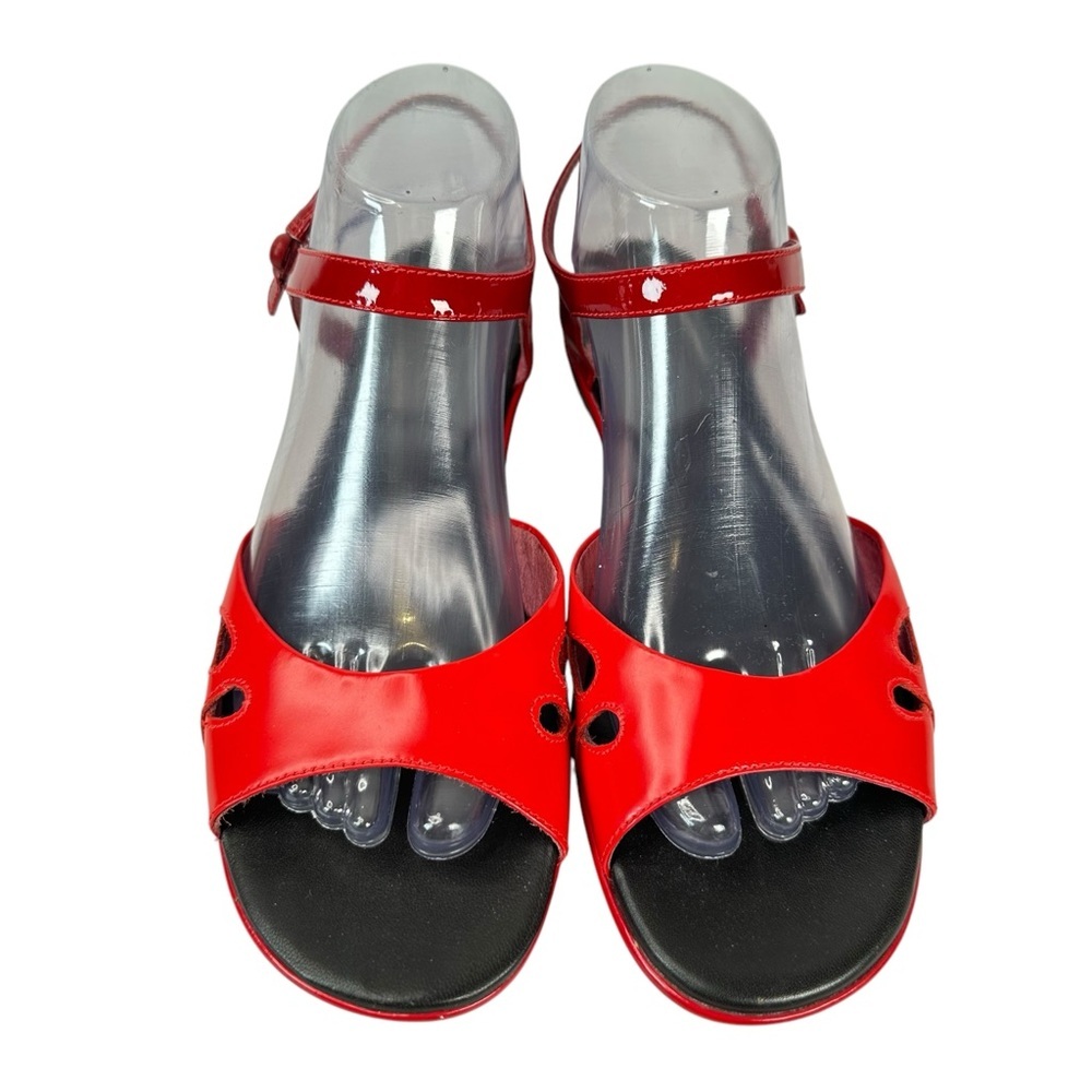 Camper Red Leather Ankle Strap Comfort Sandals Euro 39 Minimalist Casualcore